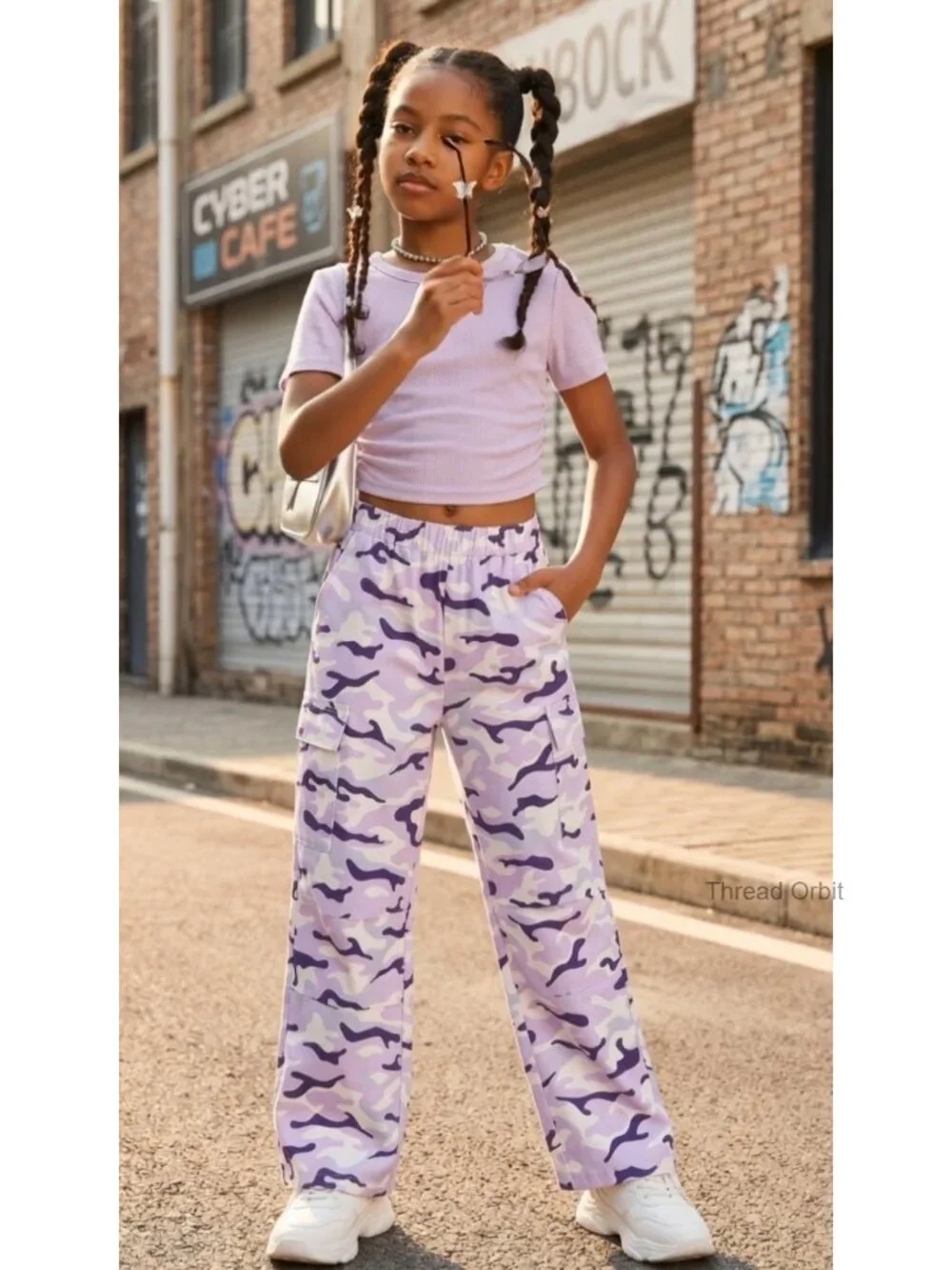 Girls 2 Piece Cargo Outfit Set with Pockets Athleisure Tween Travel